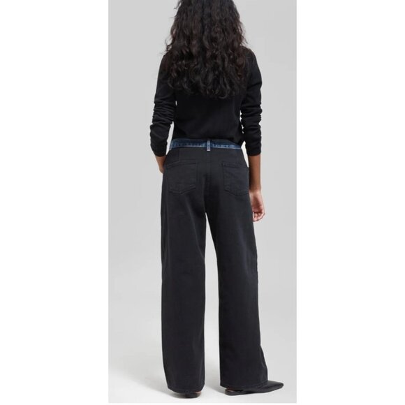 Edition Contrast Waist Jeans Black Denim Pants M/L 100% Cotton Y2K Style - Picture 7 of 16